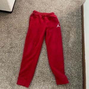 Jordan Red Kids Fleece Joggers with White Jumpman